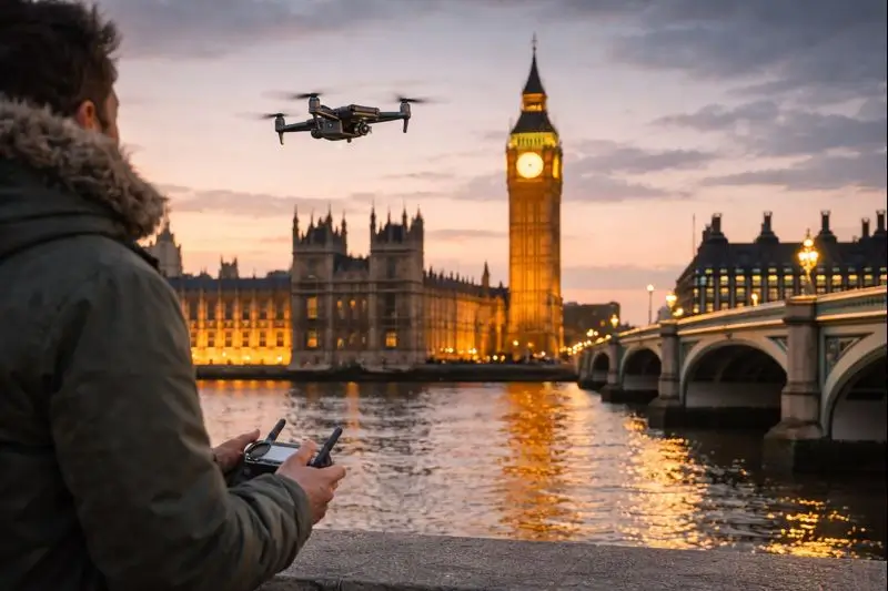מדריך לצילום מקצועי ברחפן בלונדון: מה להביא, מתי לטוס, ומה לא לפספס